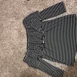 Ruffled off the shoulder 3/4 sleeve shirt